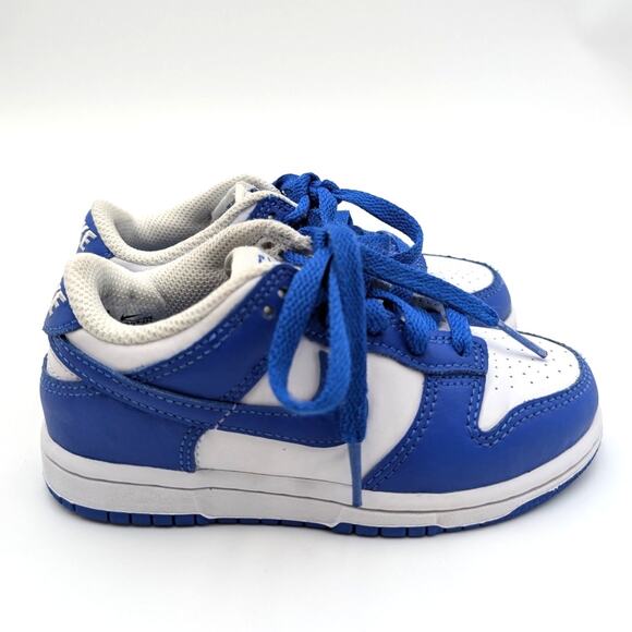 Nike Dunk Low Trainers Shoes Round Toe White Hyper Royal Size US11C EU28 - Picture 3 of 11
